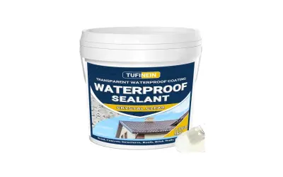 Wiadro z transparentnym uszczelniaczem Tufinein Waterproof Sealant Crystal Clear. Idealny do ochrony dachów i ścian.