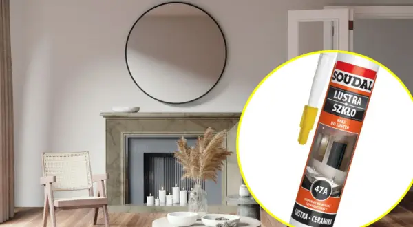 Mocny klej do luster Soudal 47A, idealny do montażu luster i ceramiki w łazience. Szybkoschnący i odporny na wilgoć.