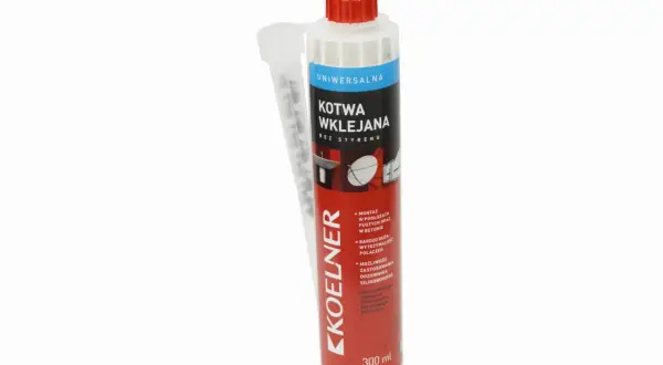 Uniwersalna kotwa wklejana Koelner bez styrenu, 300 ml. Idealna do montażu w pustych podłożach i betonie, zapewnia dużą wytrzymałość połączeń.
