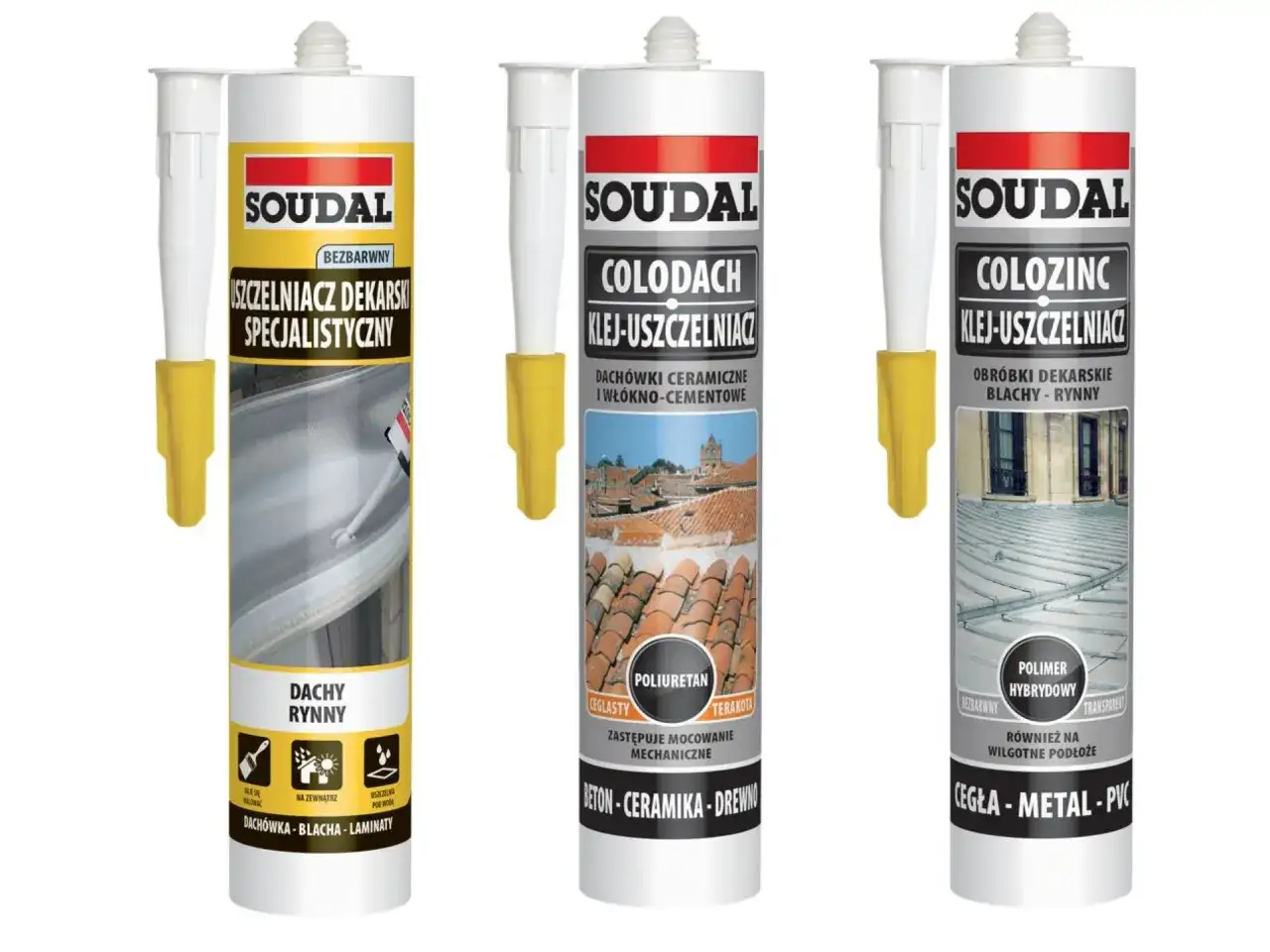 Soudal wasser stop: uszczelniacze dekarskie do dachów, rynien, obróbek blacharskich. Zapewniają trwałe i wodoodporne połączenia.